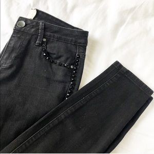 Rachel Roy Black Skinny Jeans with Studs
